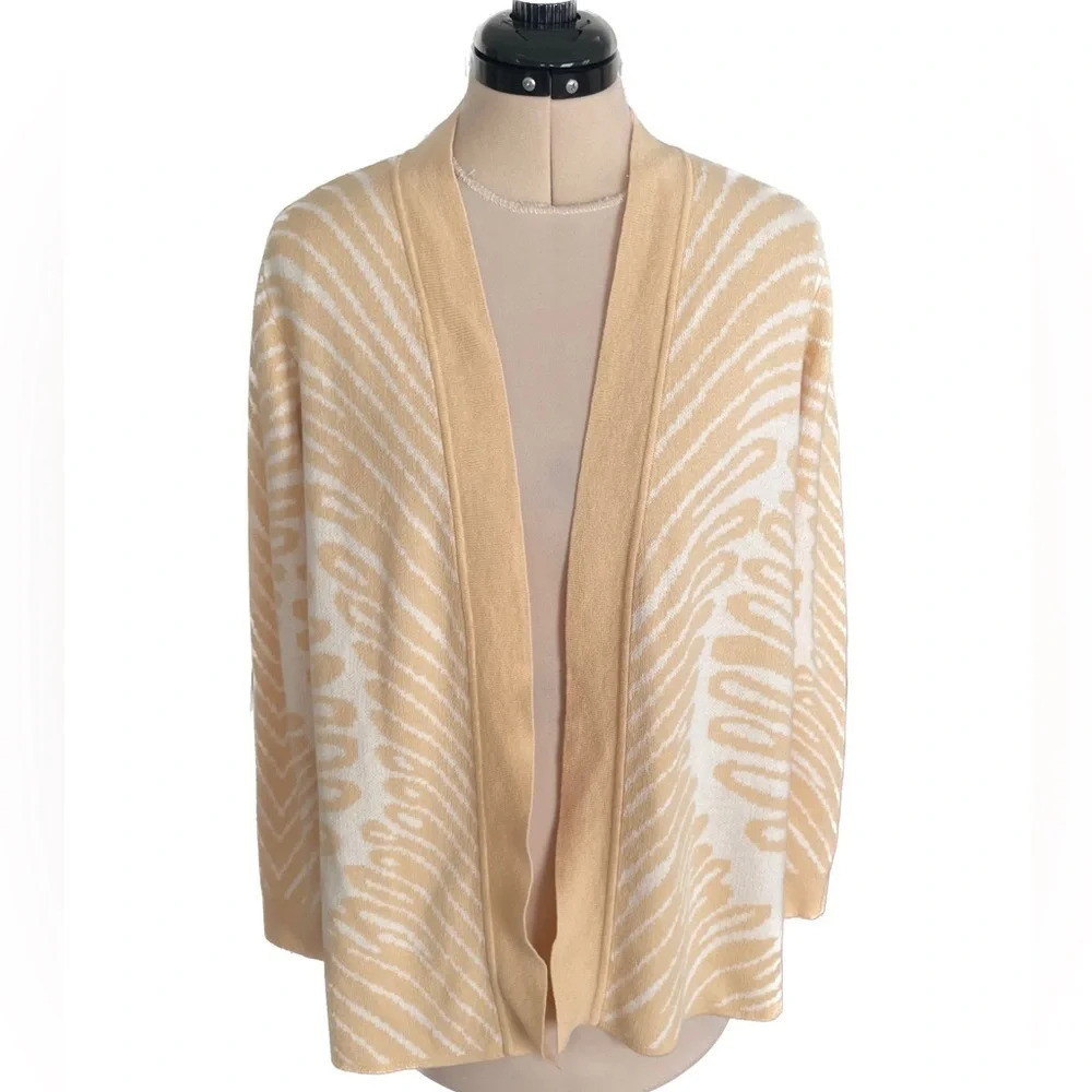 LAST CALL Soft Surroundings Cardigan Sweater Medium Orange Zebra Print Draped